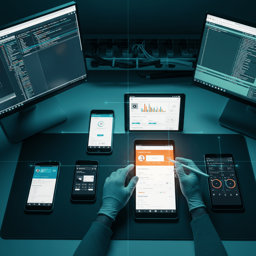 Quality over speed - QA testing station with multiple devices