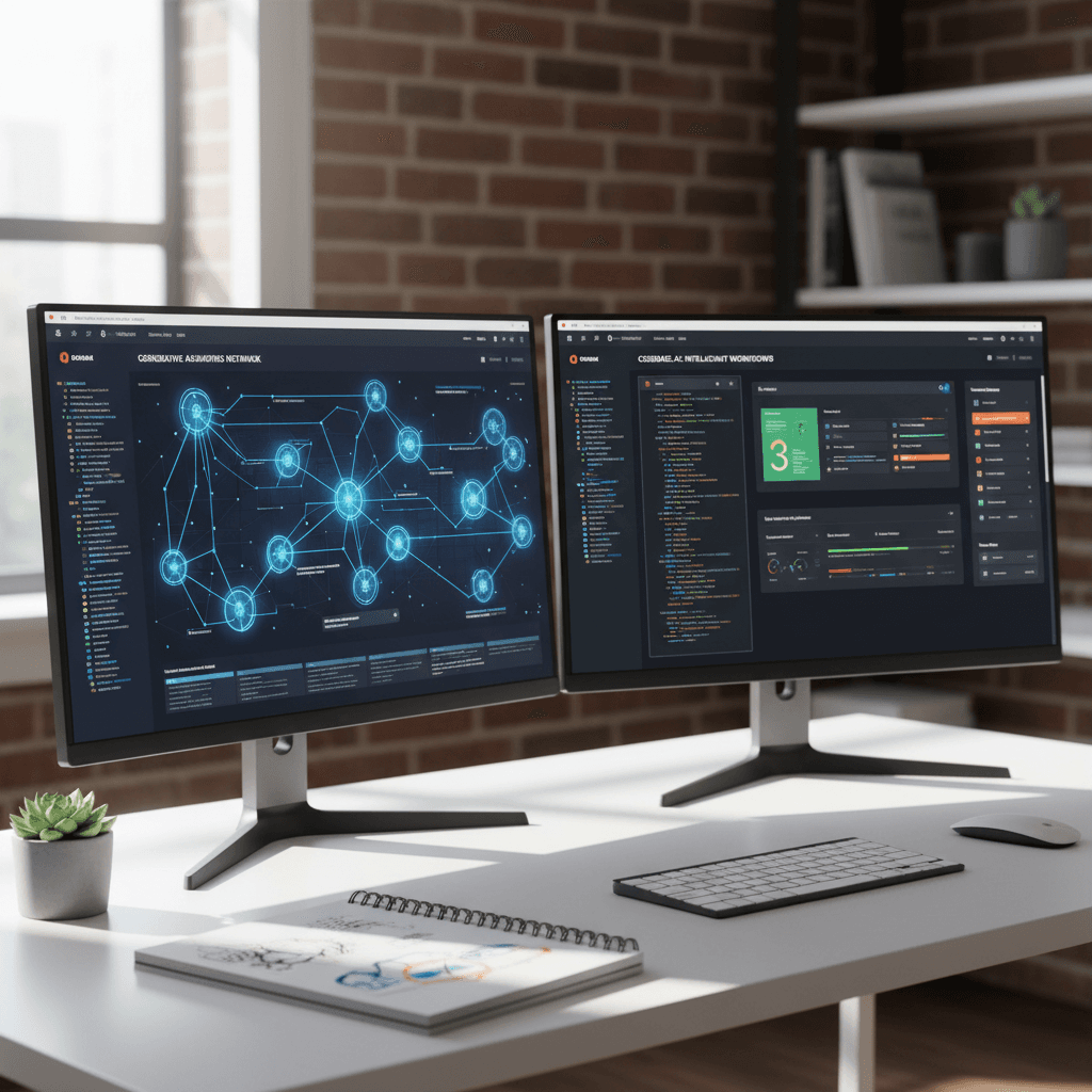 Innovation with purpose - developer workspace showing code and AI models